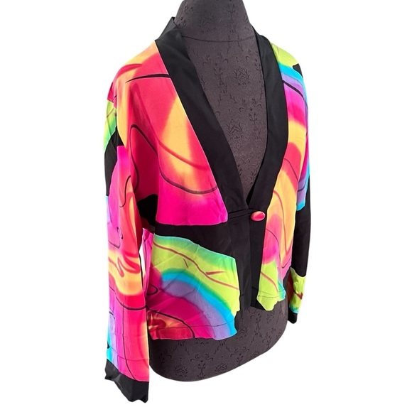linda tilson Jackets & Blazers - Linda Tilson Multicolored Silk Jacket Oversized Small